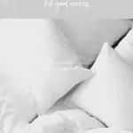 Unmade bed with white pillows and sheets with purple background with text overlay that reads struggling with intuitive eating? have you checked that you are getting the basics? feel good eating