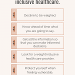 Checklist of how to advocate for weight inclusive healthcare.