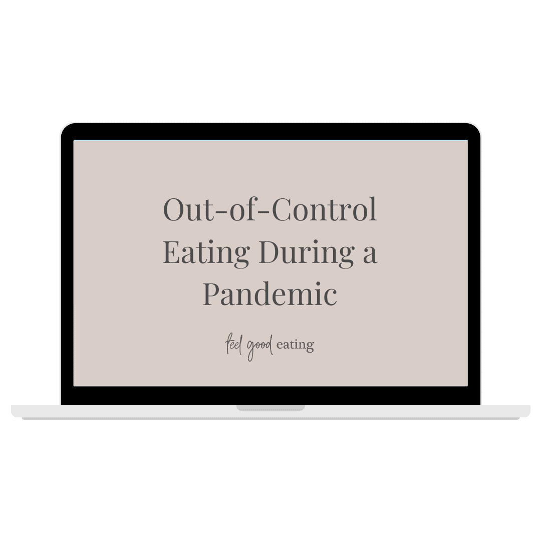 Laptop graphic with text that reads Out of control eating during a pandemic bonus